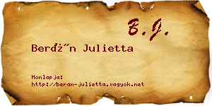 Berán Julietta névjegykártya